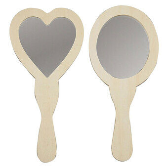 Decorate your Wooden Hand Mirror, 2pcs. 25cm