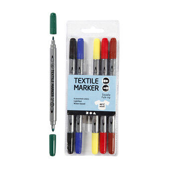 Double Sided Textile Markers - Basic Colors, 6pcs.