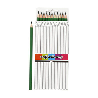 Triangular colored pencils - Green, 12pcs.