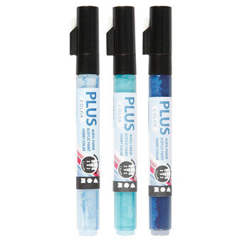 Plus Color Paint Pens - Sky Blue,Navy Blue,Turquoise