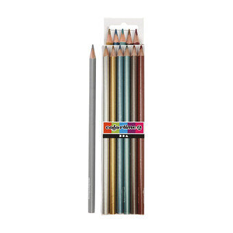 Triangular colored pencils - Metallic, 6pcs.