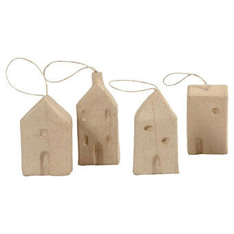 Paper mache houses, 4 pcs.