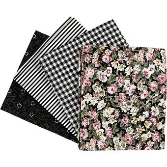 Patchwork Fabric Black 45x55cm, 4pcs.