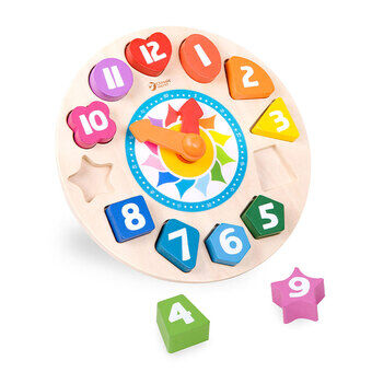 Classic World Wooden Learning Clock with Shapes Tic-Tac, 15 pcs.