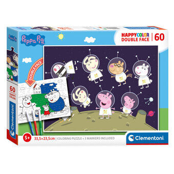 Clementoni Puzzle &amp; Color Peppa Pig, 60st.