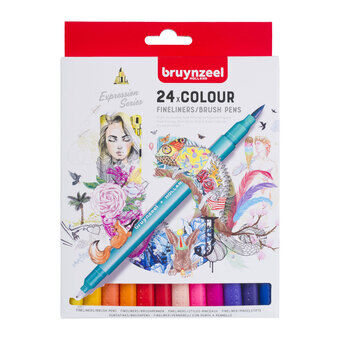 Bruynzeel Fineliner Brush pens, 24 pcs.