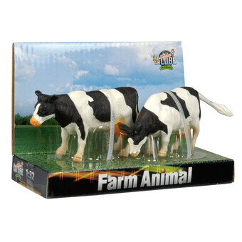 Kids Globe Cow Black / white Standing 1:32, 2pcs