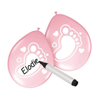 Writable Balloons Birth girl, 6pcs.