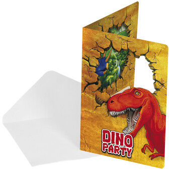 Dino invitations, 6pcs.