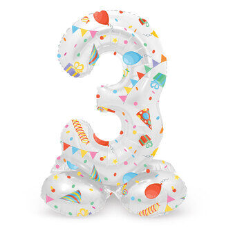 Standing Foil Balloon Joyful Party Number 3 -72cm