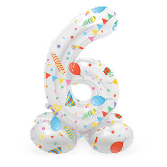 Standing Foil Balloon Joyful Party Number 6 -72cm