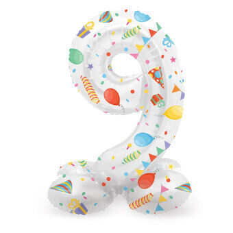 Standing Foil Balloon Joyful Party Number 9 -72cm