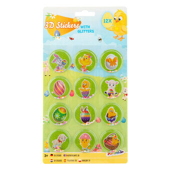 3D Stickers Easter with Glitter, 12pcs.