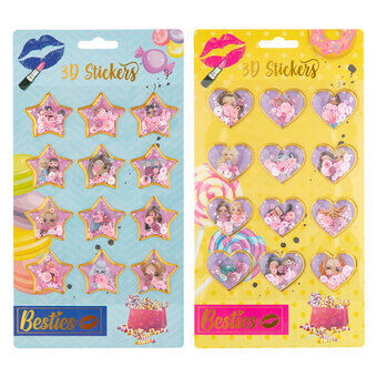 Besties 3D sticker sheet, 12pcs.