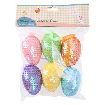 Easter Egg Pendant Sequins, 6pcs.