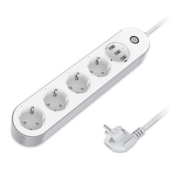 WPS02 4 Outlets Smart Socket WiFi Cell Phone Control Timer Socket Tuya Smart Multifunctional Socket Power Strip with 3 USB Interfaces (EU Plug)