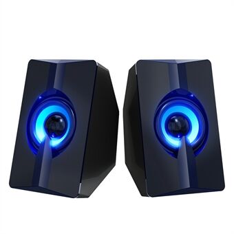 S5 2Pcs/Set Portable Computer Speaker USB Powered Subwoofer with Colorful Light for Desktop PC Notebook