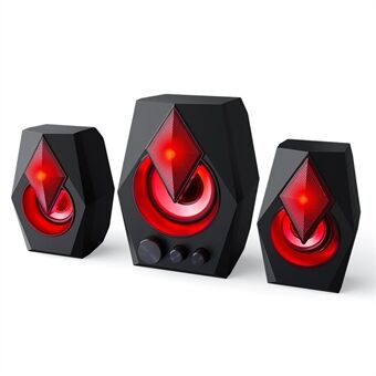 T-WOLF S128 Desktop Computer Speaker Touch Control Optical LED Light USB Wired Speaker Compatible with 3.5mm Jack Devices