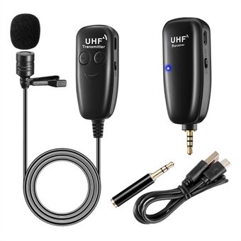 U12G UHF Wireless Lavalier Microphone Lapel 50m HD Sound Interview Voice Recording Mic with Transmitter Receiver