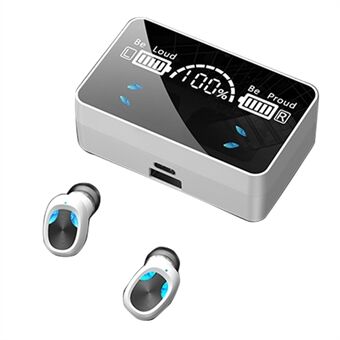 X3 TWS Bluetooth 5.1 Mini Wireless Touch Earphone Waterproof Sports Stereo Music Calling Headset with Mirror Surface LED Display Charging Case