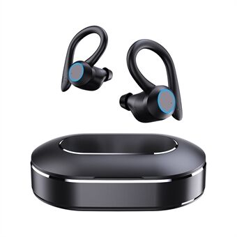 Q23 Ear Hook Headsets Waterproof TWS Wireless Bluetooth Earbuds Sports Touch Controlled Earphones with Charging Cable - Black