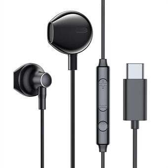 JOYROOM JR-EC03 Type-C Wired Earphone with Mic HiFi Stereo Sound Headphone for Live Broadcast Karaoke Gaming