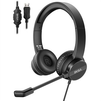 EKSA H12E USB Wired Over-ear Headphone Call Operator ENC Noise-cancelling Headset with Rotatable Microphone