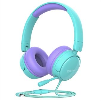 GORSUN A62 Children Wired Headset Adjustable Headphones Cute Ears Earphones with Mic for Listening Learning