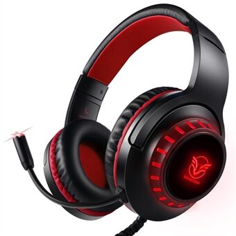 MASACEGON H-11 3.5mm Game Gaming Earphone with Microphone LED Light - Black / Red