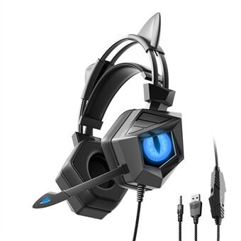 SY-G15 Ears Design Wired Control Gaming Earphone 3D Surround Sound Game Headset with HD Mic and Breathing Light