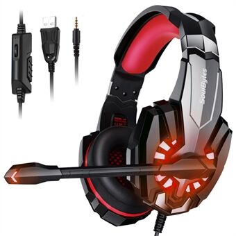 SOULBYTES S9 USB+3.5mm Wired Over-Ear Heavy Bass E-sports Headphone Volume Adjustable Gaming Headset with LED Light