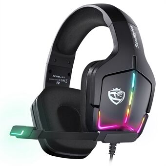 SOULBYTES S12 USB+3.5mm Wired Over-Ear Gaming Headphone RGB LED Light Professional E-sports Headset with Adjustable Microphone