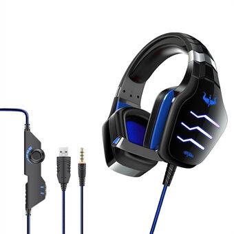 OVLENG GT86 USB+3.5mm Wired Over-Ear Headphone Noise Cancelling E-sports Gaming Headset with LED Light