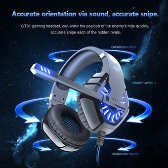 OVLENG GT81 E-sports Earphone USB+2x3.5mm Wired Headphone Noise Reduction Microphone Over-ear LED Lighting Gaming Headset