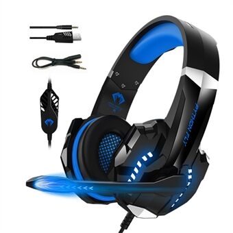 PYTHON FLY G9000Pro Over-ear LED Lighting Gaming Headset E-sports 3.5mm+USB Cable Wired Headphone with Noise Reduction Microphone