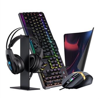 ONIKUMA K16 5Pcs/Set of Backlit Gaming Computer Accessory Set with Mouse Mechanical Keyboard Headset Mouse Mat Bracket Holder