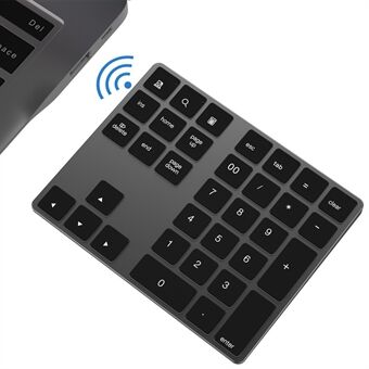 Aluminium 34-Key Wireless Numeric Bluetooth Keyboard Keypad for Windows/iOS/Android