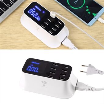 YC-CDA19 CE/RoHS/FCC Docking Station Multiple USB 8-Port Charger Desktop Charger Hub LED Display - EU Plug