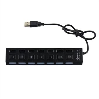 A55 USB2.0 High Speed Transmission 7-Port USB Hub Splitter with Independent Switch