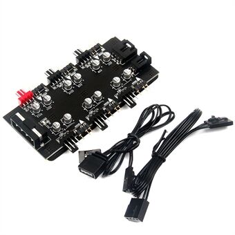 Computer Motherboard IDE 1 to 6 PWM/ARGB Hub 4-Pin Fan Adapter 5V 3-Pin RGB Converter