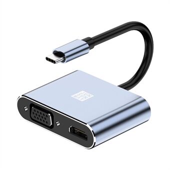 JUNSUNMAY JSM-HUB011 USB-C Hub Extension Adapter to 4K HD Video Output+87W PD Port+VGA for Laptop Computer