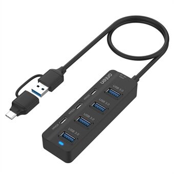 ONTEN UCA5306 7-in-2 USB / Type-C HUB Adapter 4 USB 3.0 + 3 USB-C Docking Station 5Gbps Data Converter