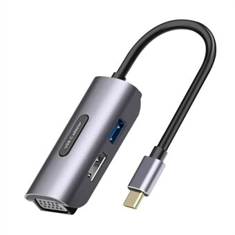 V186A 3 in 1 Type-C Hub Adapter USB-C to VGA+USB3.0 Dock Station Splitter Cable for Laptop