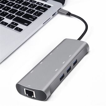 V171A 9 in 1 Type-C Hub Docking Station RJ45 Network Card+PD+TF Card Reader+USB 3.0 Adapter Cable for MacBook