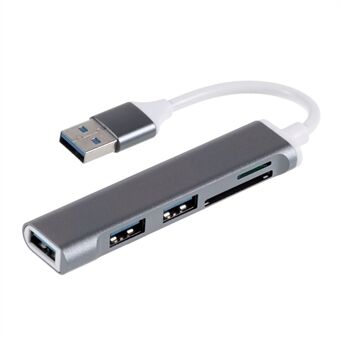 USB 3.0 5-in-1 Hub Splitter 3 x USB3.0 5Gbps High Speed Transmission TF SD Card Reader Adapter