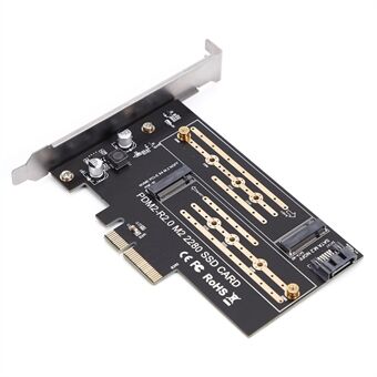 P21 Dual Ports M.2 to PCIE3.0 Adapter X4 Expansion Converter Card Support NVME/NGFF - Luxury Version