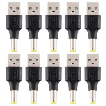 10Pcs DC Power Plug 5.5 x 2.5mm Male To USB 2.0 Male Adapter