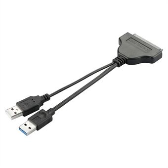 USB3.0+USB2.0 to SATA7+15 Adapter Cable Gold-plated Converter Cord for 2.5-inch HDD SSD (0.15m) - Black