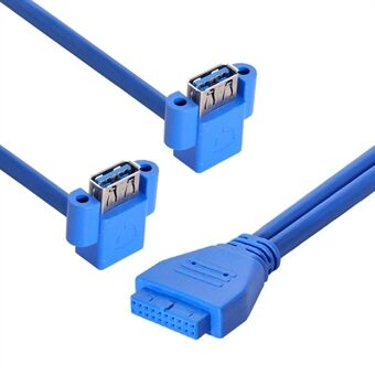 U3-063 0.5m USB to 20Pin Cable Dual Elbow USB 3.0 Female to Motherboard 20Pin Box Header Slot Panel Mount Data Cable