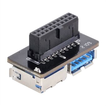 U3-056 Dual USB 3.0 A Type Female to Motherboard 20Pin Box Header Slot PCBA Flat Type Converter Adapter